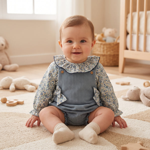 GIRLS FLORAL AND RUFFLE COLLAR BLOUSE WITH ROMPER COPENHAGUE
