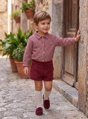 BOYS PLAID SHIRT AND CORDUROY SHORT SET ROMA