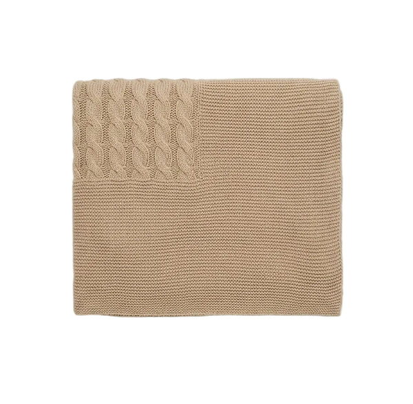 BEIGE BRAIDED KNITTED BLANKET