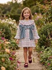 GIRLS COLOFUL CHECK AND BOWS DRESS ESTAMBUL