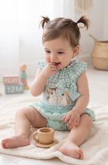 GIRLS KITTEN AND GINGHAM TOP WITH BLOOMER 2P SET MODENA