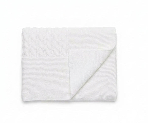 WHITE BRAIDED KNITTED BLANKET