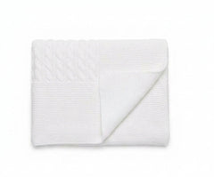 WHITE BRAIDED KNITTED BLANKET