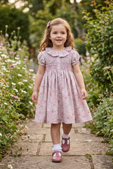 GIRLS FLORAL AND RUFFLE COLLAR DRESS
