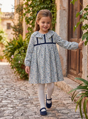 GIRLS BLUE GREEN FLOWERS DRESS CONPENHAGUE