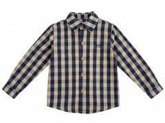BOYS CHECKERED BUTTON UP SHIRT CAMELIA