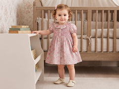 GIRLS FLORAL AND RUFFLE COLLAR DRESS