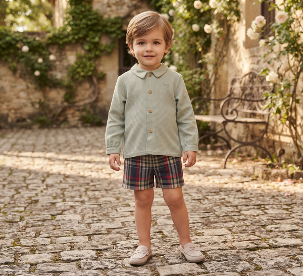BOYS TARTAN SHORT AND SHIRT SET PASCUA