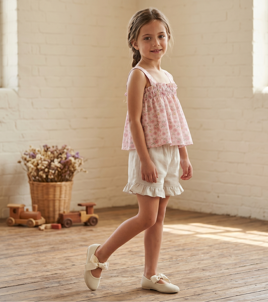 GIRLS FLORAL PLAID BLOUSE AND SHORT 2P PALMA