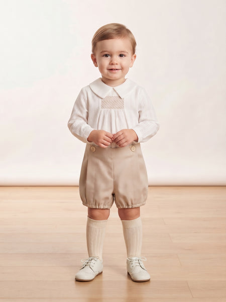 BOYS SHORT AND IVORY SHIRT SET CANELA