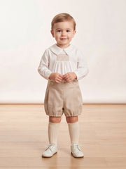 BOYS SHORT AND IVORY SHIRT SET CANELA