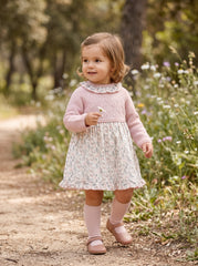 GIRLS LEAF AND KNIT DRESS
