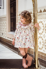 BABY FLORAL AND SMOCKED COLLAR SHORT DRESS SET GRETA