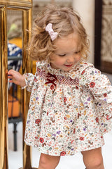 BABY FLORAL AND SMOCKED DETAIL SHORT DRESS SET GRETA