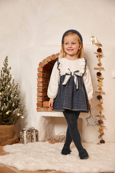 GIRLS TWEED DRESS AND WHITE SHIRT SET