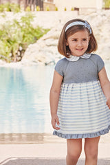 VESTIDO DE NIÑA A RAYAS CON CUELLO