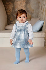 GIRLS BLUE JUMPER DRESS WITH BLOUSE SET