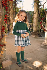 GIRL SQUARED RUFFLE COLLAR KNITTED DRESS