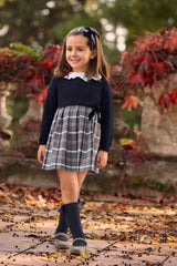 GIRL SQUARED WITH VELVET BOW DRESS