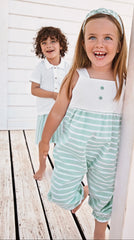 GIRL AQUAMARINE STRIPED ROMPER