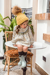 BABY FLORAL WITH RUFFLE COLLAR SHORT DRESS SET LAUREN