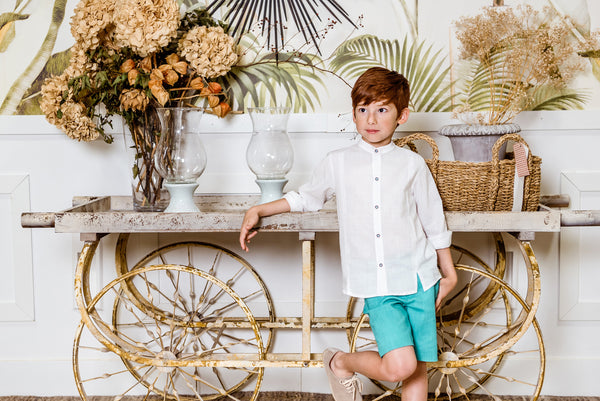 BOYS CLASSIC WHITE SHIRT AND SHORT PANTS SET TAURO