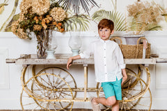 BOYS CLASSIC WHITE SHIRT AND SHORT PANTS SET TAURO