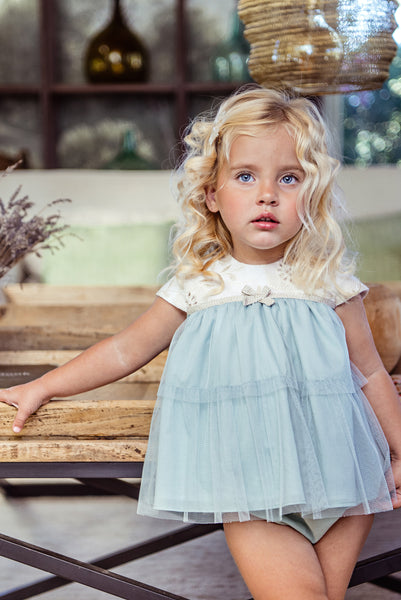BABY FLORAL TULLE SHORT DRESS WITH BLOOMER GEMINIS