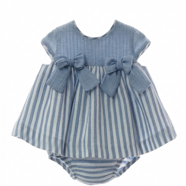 GIRLS STRIPED AND BOWS DRESS WITH BLOOMER 2P NAGARE