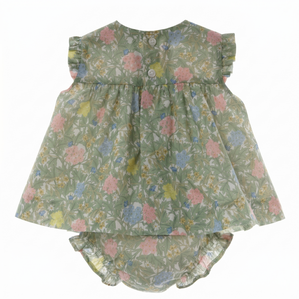 GIRLS PASTEL FLOWER DRESS WITH BLOOMER 2P WABISABI