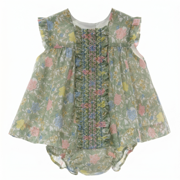 GIRLS PASTEL FLOWER DRESS WITH BLOOMER 2P WABISABI