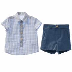 BOYS VICHY SHIRT WITH SHORT 2P MAEMUKI
