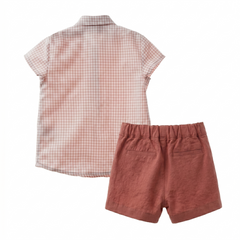 BOYS VICHY SHIRT WITH SHORT 2P MAEMUKI