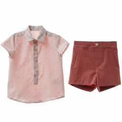 BOYS VICHY SHIRT WITH SHORT 2P MAEMUKI