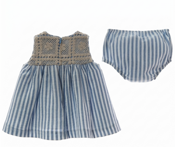 GIRLS STRIPED AND CROCHET DRESS WITH BLOOMER 2P NAGARE