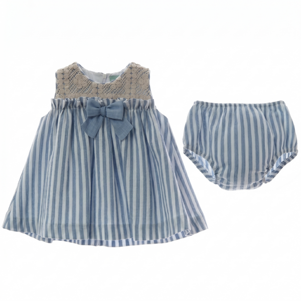 GIRLS STRIPED AND CROCHET DRESS WITH BLOOMER 2P NAGARE