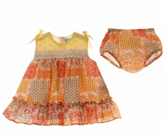 GIRLS PATCHWORK FLORAL PRINT DRESS WITH BLOOMER 2P AIKIDO