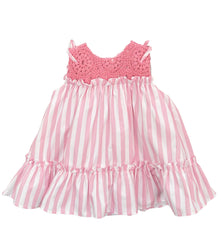 GIRL STRIPES AND CROCHET DETAILS SHORT DRESS ZODIACO