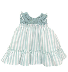 GIRL STRIPES AND CROCHET DETAILS SHORT DRESS ZODIACO