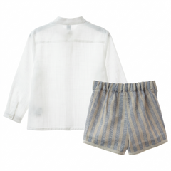 BOYS STRIPED SHORT AND MAO COLLAR SHIRT 2P CHOWA
