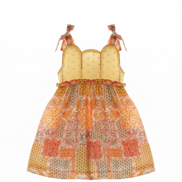 GIRLS PATCHWORK FLORAL PRINT DRESS AIKIDO