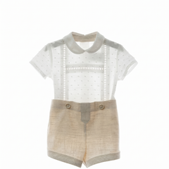 BOYS PLUMETI SHIRT WITH COLLAR AND LINEN SHORT 2P IKI