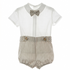 BOYS STRIPED SHORT AND BOW TIE WITH SHIRT 2P GEISHA