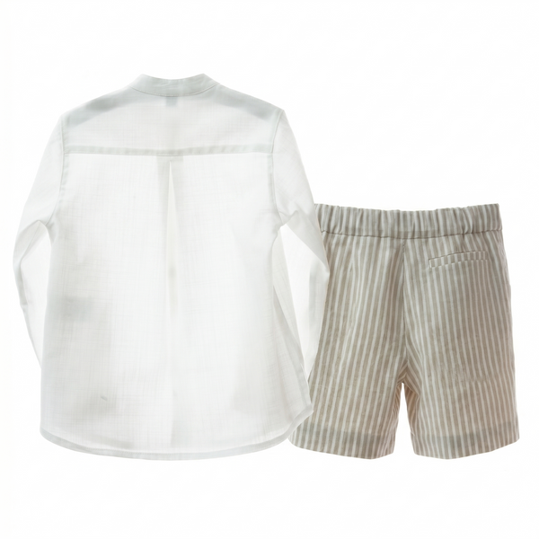 BOYS STRIPED SHORT WITH MAO COLLAR 2P GEISHA