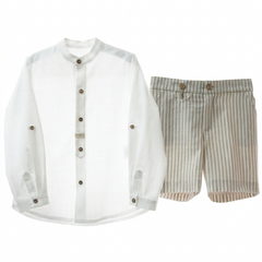 BOYS STRIPED SHORT WITH MAO COLLAR 2P GEISHA