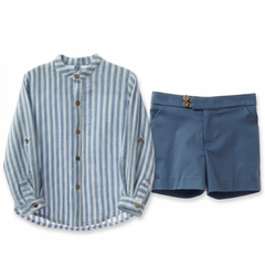 BOYS STRIPED SHIRT WITH SHORT 2P NAGARE