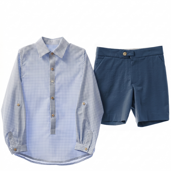 BOYS PLAID SHIRT WITH SHORT 2P MAEMUKI