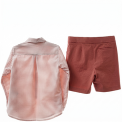 BOYS PLAID SHIRT WITH SHORT 2P MAEMUKI