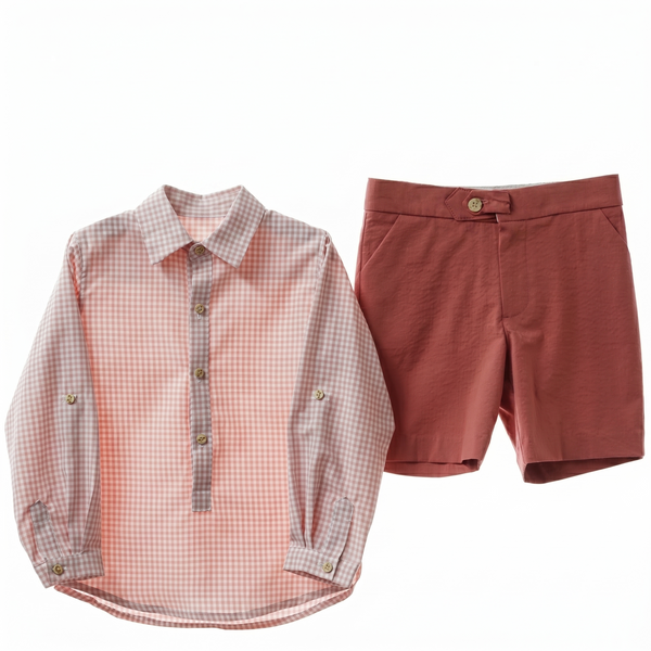 BOYS PLAID SHIRT WITH SHORT 2P MAEMUKI