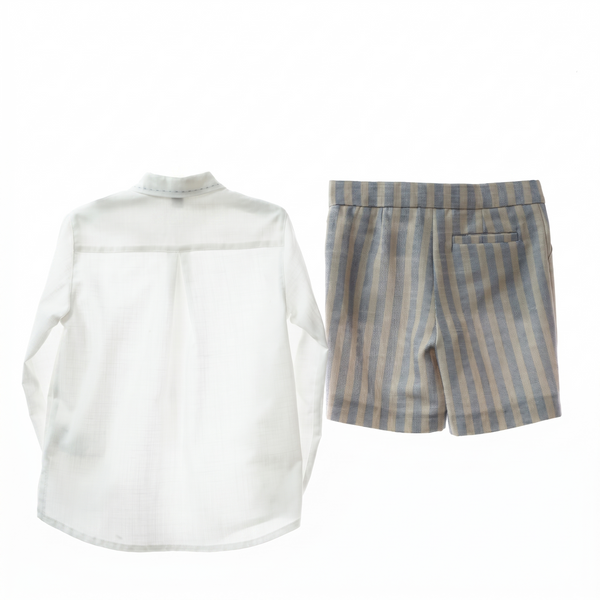 BOYS STRIPED SHORT WITH COLLAR SHIRT 2P CHOWA